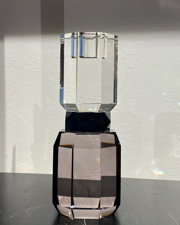 Krystal stage, røget, klar og sort, 18,5cm