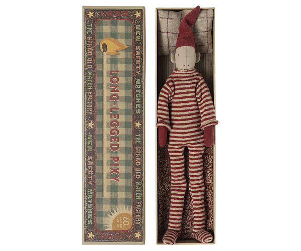 Langbenet nisse i tændstikæske 34 cm